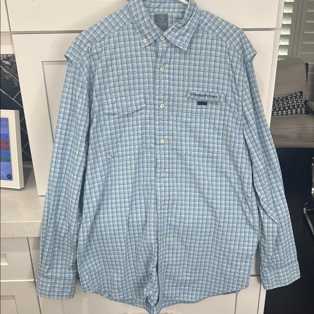 Vineyard Vines Men's Blue Checkered Harbor Shirt